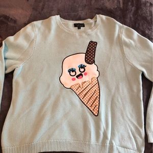 Top shop - mint green sweater with ice cream appliqué